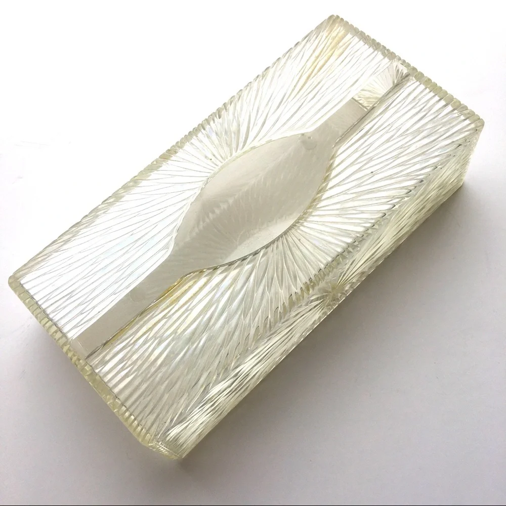 Vintage Celebrity Inc Tissue Box OS Clear Starburst Acrylic MCM Retro